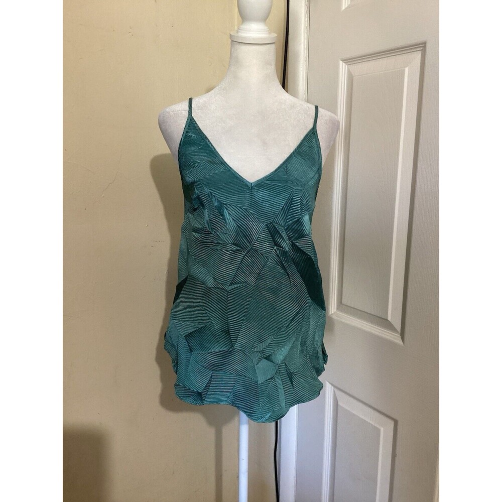 Anthropologie Floreat Teal Textured Pleated Camisole Top Sleeveless XS